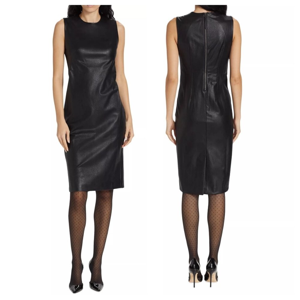 SPANX Faux Leather Sheath Dress Luxe Black